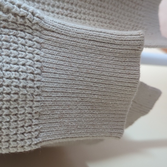L.L. Bean Marled Open Front Open Weave Cardigan MEDIUM Beige Cream - Picture 8 of 16